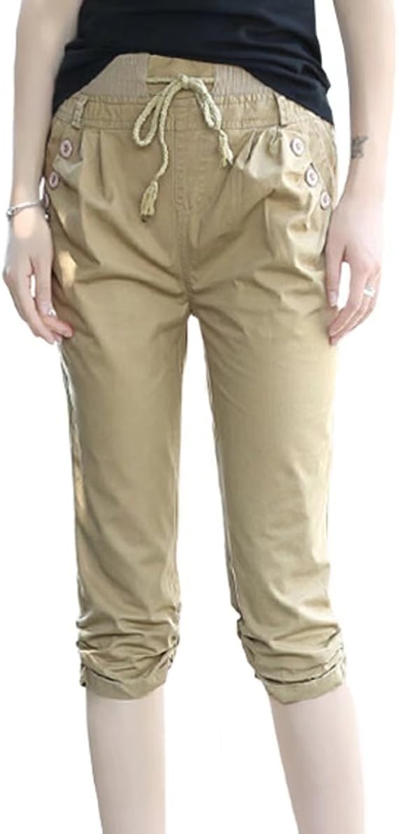 Amazon Co Jp ユウエ カーゴパンツ レディース クロップドパンツ 大きいサイズ 7分丈 スキニー ボトムス 無地 スリム カジュアル パンツ ズボン ストレート 夏 018 Mfd 1716 2xl カーキ 服 ファッション小物