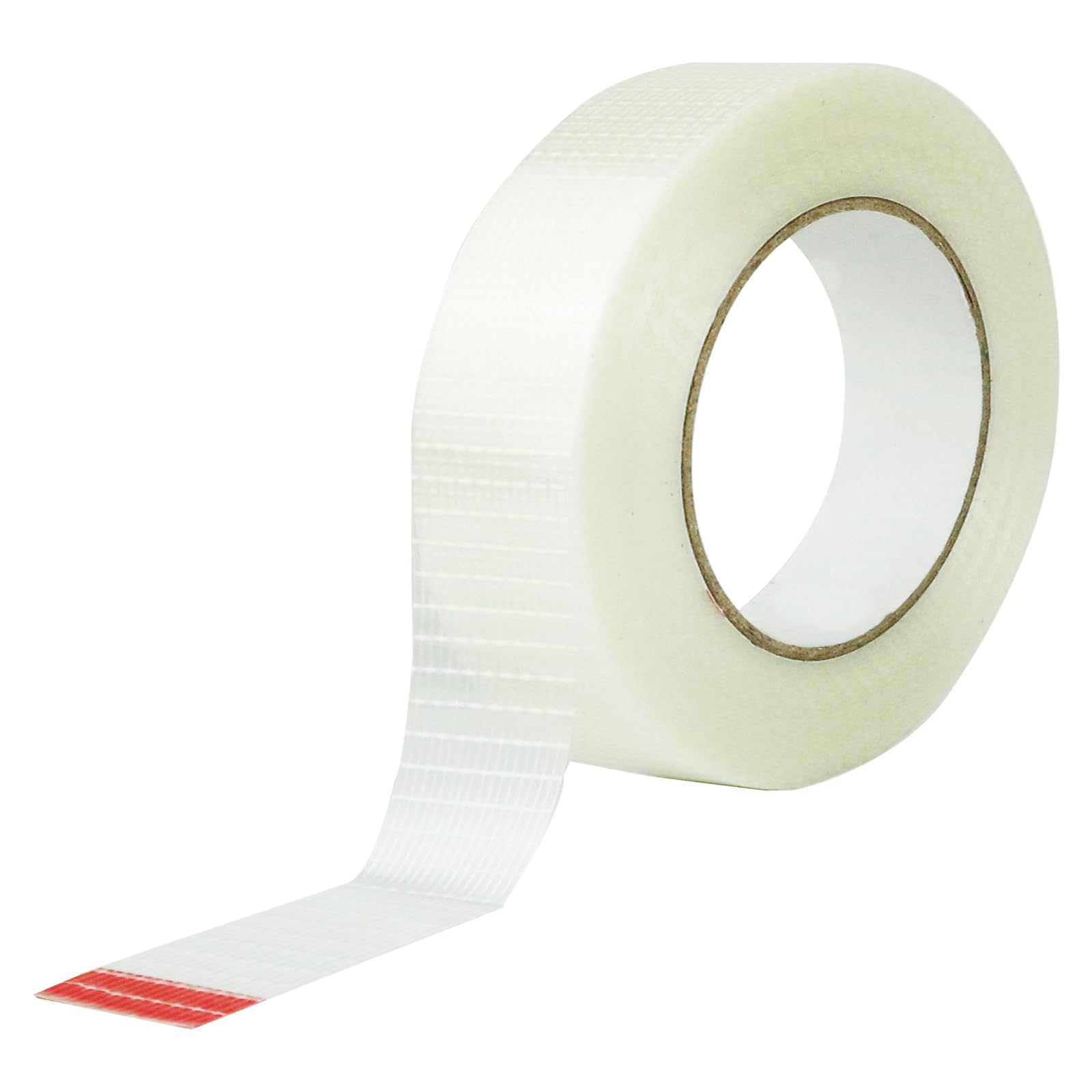 BNPHSIN 1 Roll Cricket Bat Tape, Extra Strong Cross weave Reinforced Tape, Transparent Bi-Directional Filament Strapping Tape, Duct bundling tape (20mm Width,50m Length)