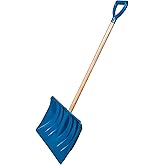 Farm-TUFF Heavy Duty Multi-Purpose Shovel - Snow, Barn, Grain, Industrial Use - Large Non-Stick Blade &amp; Ash Hardwood D-Grip Handle - Durable &amp; Lightweight Utility Scoop - Blue, 18in