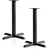 Leinuosen 2 Pack Restaurant Table Base, 22"x22" Cast Iron X-Base, 28" Tall | 500 Lbs Capacity, Cast Iron, Table Pedestal Base Only, Fits 24-30" Tops, Anti-wobble, for Dining Cafe Bar Indoor &amp; Outdoor