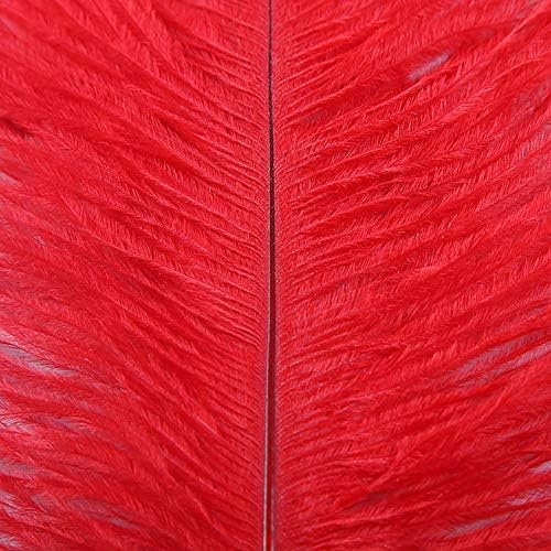 10pcs Ostrich Feather Craft 12-14"(30-35cm) Plume for Wedding Party Centerpieces Home DIY Decoration (Red)