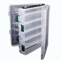 Smartcoco Double Sided 12 Compartment Waterproof Visible Plastic Clear Fishing Lure Bait Hooks Fishing Tackle Accessory Storage Box Case Container, 7.6 x 6.4 x 1.8 inch