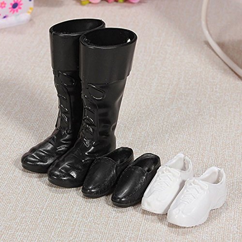 Shoes for Dolls, Shoes for Ken Dolls, Accessories for Ken 3 Pairs Doll Shoes White Sneakers Black Formal Shoes Boots Accessories for Men Ken Toys Children Birthday Xmas Gift