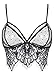 Wink Gal Women's Floral Strappy Longline Sheer Lace Bralette Transparent Fringe Tank Cami Crop Tops Black Small