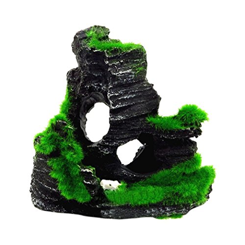 Boofab Aquarium Mountain View Stone Ornament Tree Rock Cave Fish Tank Decoration (C)