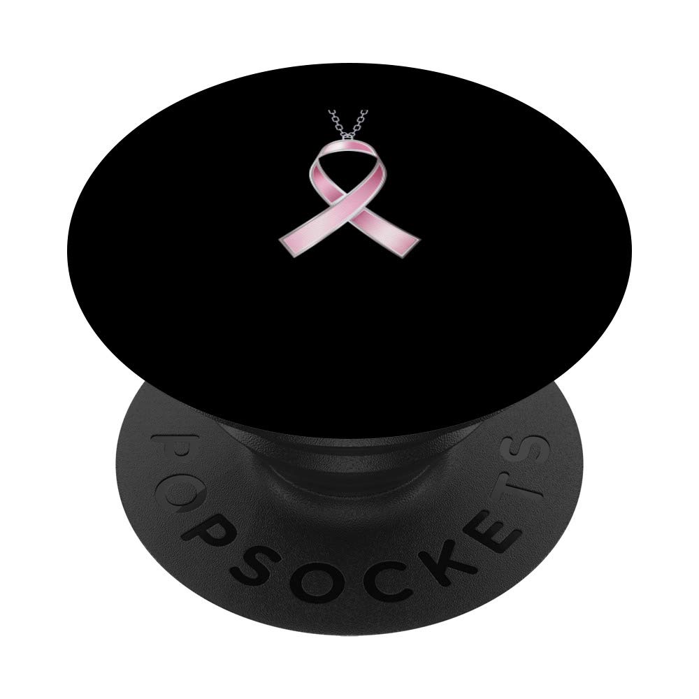 Cute pink ribbon pendant shape Breast cancer awareness month PopSockets PopGrip: Swappable Grip for Phones & Tablets
