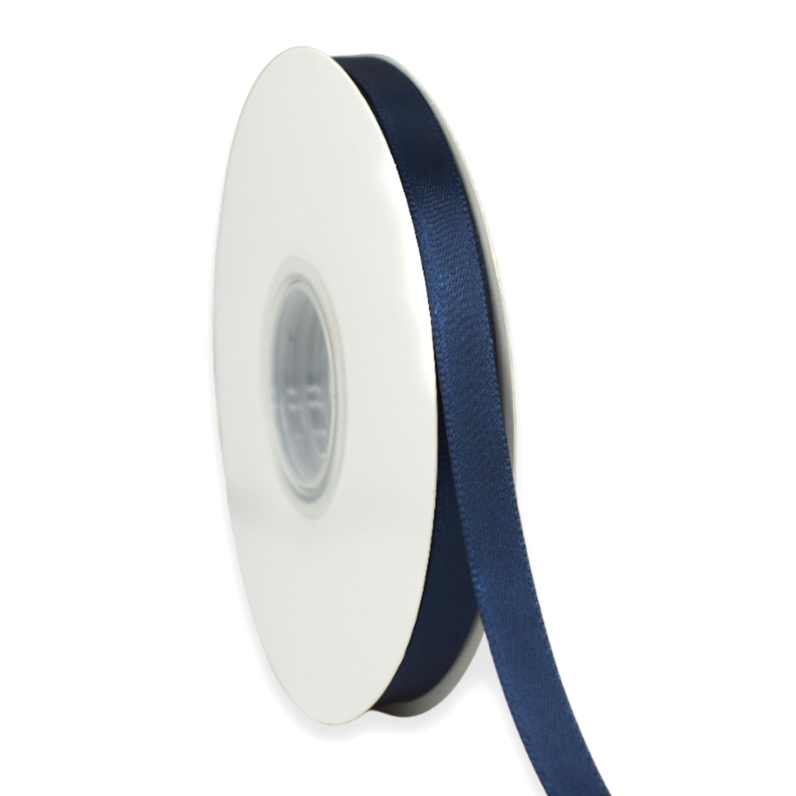 Photo 1 of Navy Blue Ribbon 3/8 Inch x 50 Yards Satin Ribbon Continuous, Single Face, for Crafts, Gift Wrapping, Floral Bouquet, Weddings, and Decorations, with Spool
