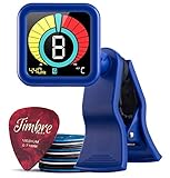 TimbreGear Beast Chromatic Clip-On Tuner Guitar Tuner For - Acoustic Guitar, Electric Guitar, Bass Guitar, Ukulele, Violin, Premium Picks Sampler 20 Pack In Thin, Medium & Heavy Gauges (The Blues)