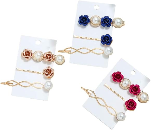 Amazon Raynag 3ピース レトロ ヘアクリップ ヘアピン 前髪クリップ サイドクリップ 髪飾り キレイ 可愛い フラワー パール ヘアアレンジ ヘアアクセサリー お出かけ デート ブルー ゴールド ローズレッド バレッタ クリップ 通販