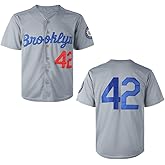 ZXCVB Men's Black Legend 42 Retro Baseball Jersey Embroidered Patches Sewn Hipster Hip Hop Jersey