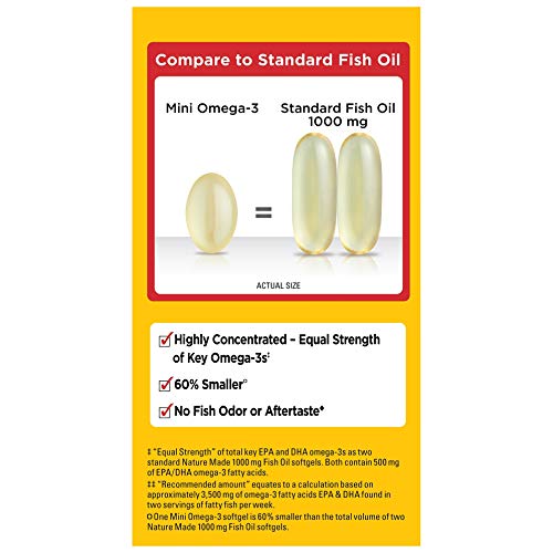 Nature Made Fish Oil BurpLess Mini 540 mg, 60 Softgels, Fish Oil Omega