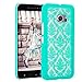HTC 10 Case, SGM® Damask Design Pattern Rubber Coating Ultra Slim Fit Hard Hybrid Case Cover for HTC 10 + SGM® Microfiber Cleaning Cloth (Turquoise)