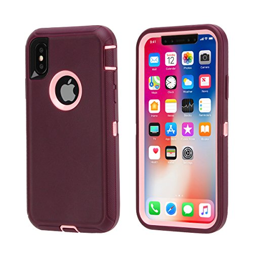 iPhone X/Xs Case,iPhone 10 Case [Heavy Duty] Defender Armor 3 in 1 Rugged Cover Full Protective Case Dust-Proof Shockproof Drop-Proof Scratch-Resistant Tough Shell for Apple X 5.8 inch (Purple)