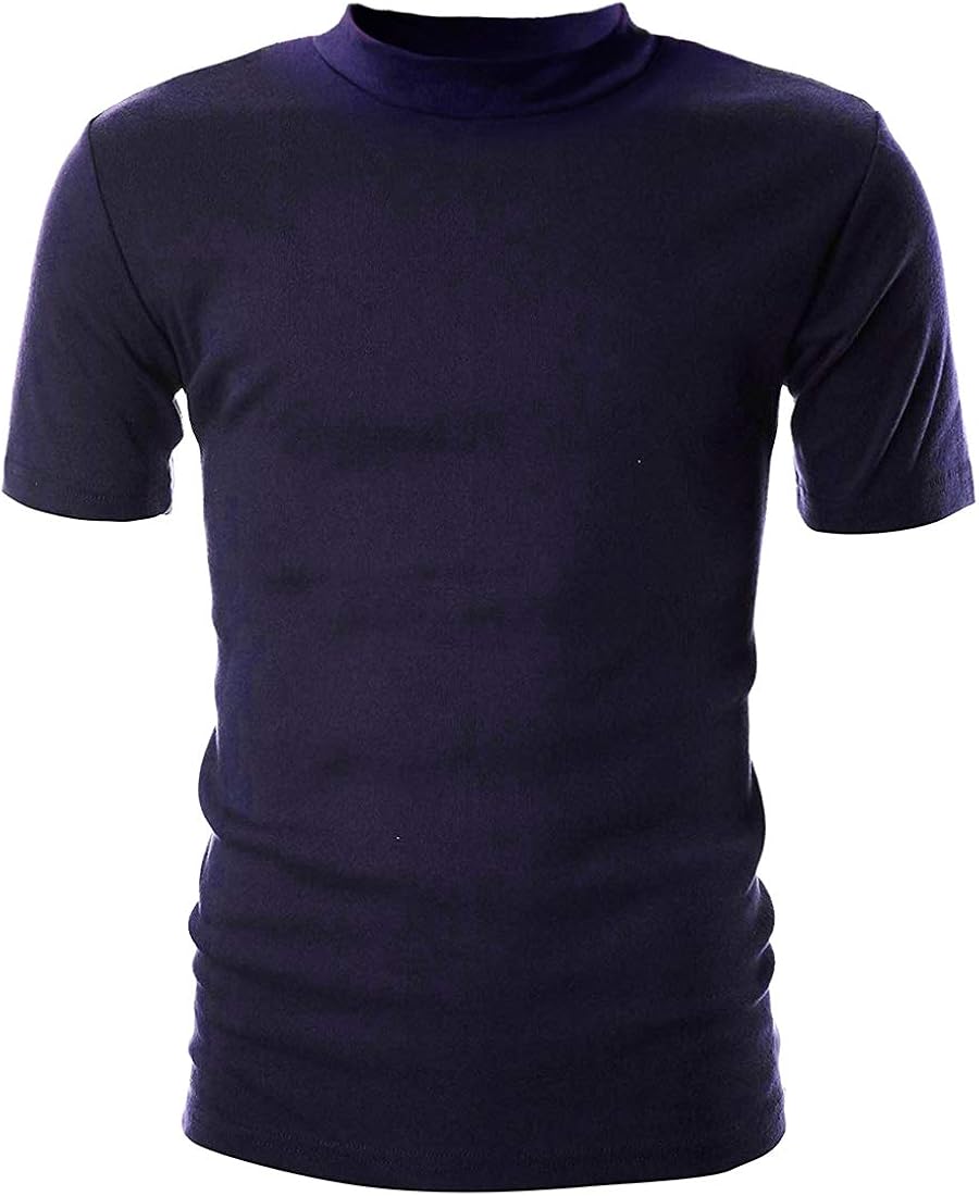 UUANG Men's Mockneck Short Sleeve T-Shirt Casual Summer Thin Pullover Basic Tops: Clothing