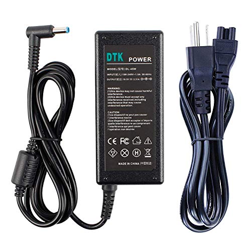 DTK Ac Adapter Laptop Computer Charger/Notebook PC Power Cord Supply Source Plug for HP Output: 19.5V 2.31A 45w Connector Size: 4.5 X 3mm with Center pin Inside