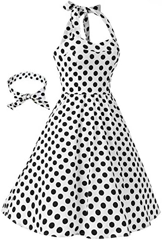 Topdress Women'sVintage Polka Audrey Dress 1950s Halter Retro Cocktail Dress 3 Topdress Women'sVintage Polka Audrey Dress 1950s Halter Retro Cocktail Dress