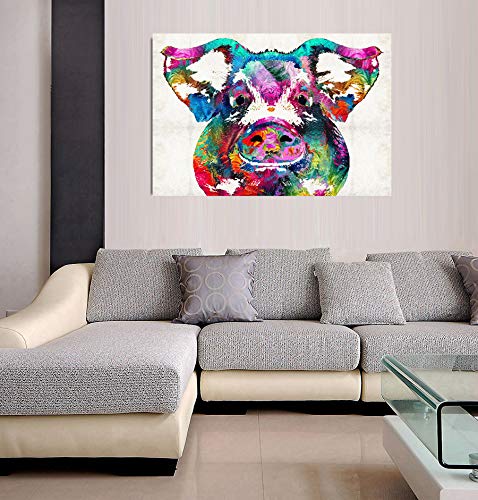 Canvas Wall Art -Colorful Pig Pet Painting -16\