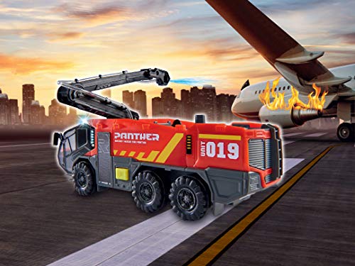 Dickie Toys 203714012 Flughafenfeuerwehr-203714012 Flughafenfeuerwehr, Rosenbauer, beweglicher Löscharm, Licht & Sound… – Bild 7