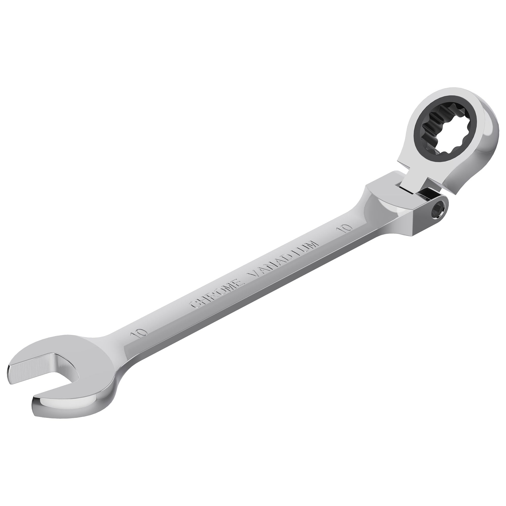 FOCMKEAS 10mm Flex-Head Ratcheting Combination Wrench Metric 72 Teeth 12 Point Ratchet Box Ended and Open End Spanner Tools, Flexible Head Gear Wrench, Heat-Treated CR-V