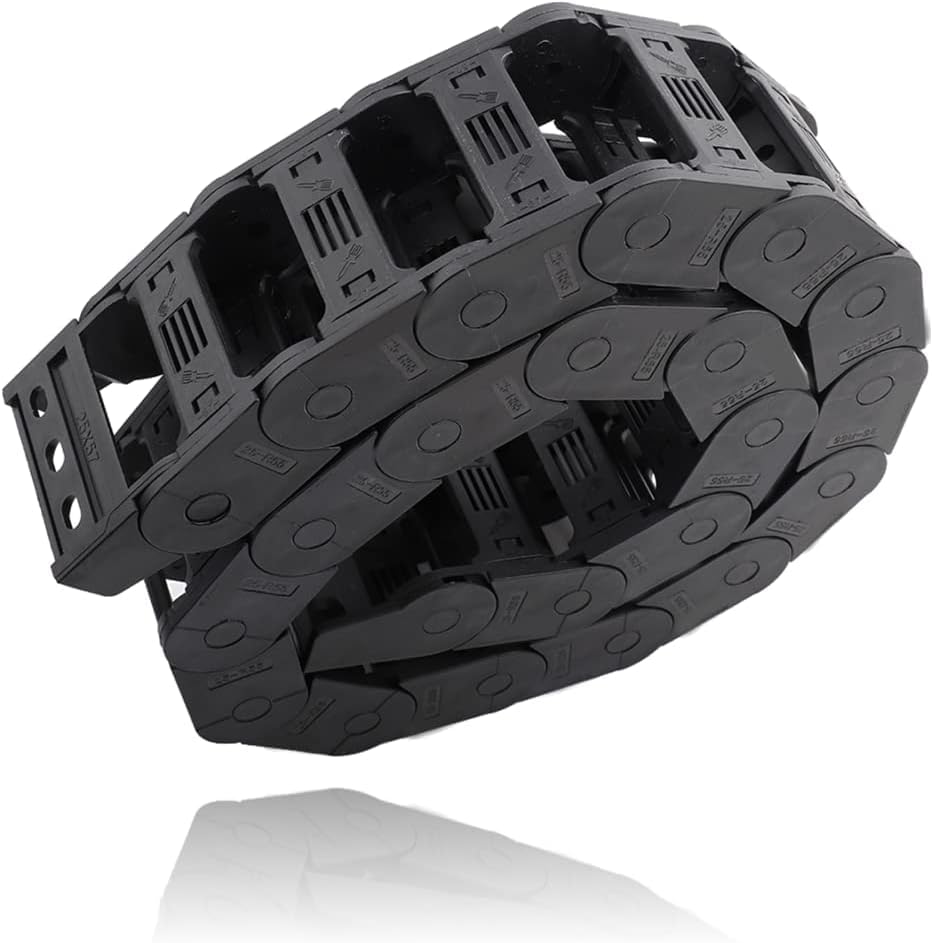 Black Nylon Cable Drag Chain - 100cm 25 x 57mm Nylon Open Both Side Wire Carrier Drag Chain Engraving Machine Accessory