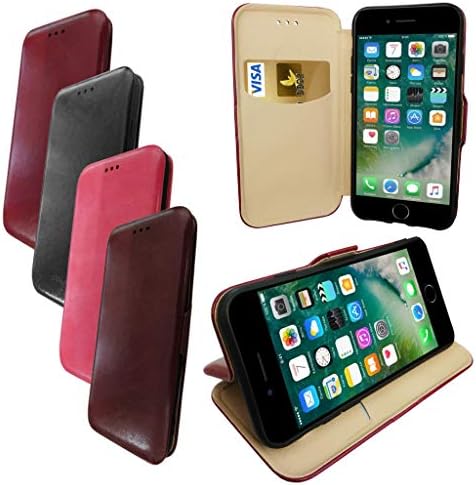 Love My Case / Red/Burgundy Protective Wallet Phone Case with Media Stand & Card Slot with Magnetic Clasp For Apple iPhone 7