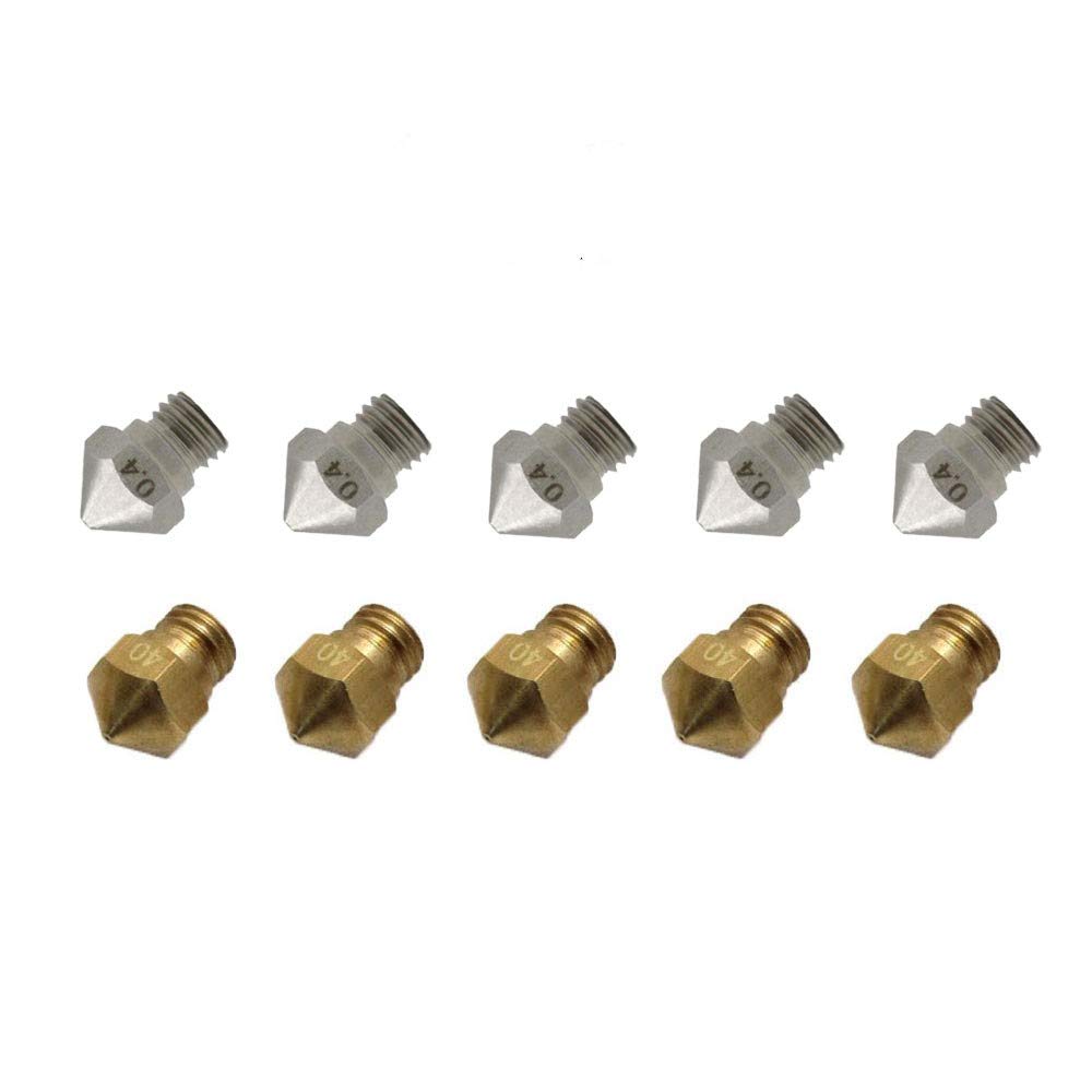 3Dman MK10 Nozzles M7 0.4mm 5 pcs Stainless Steel + 5 pcs Brass Nozzle