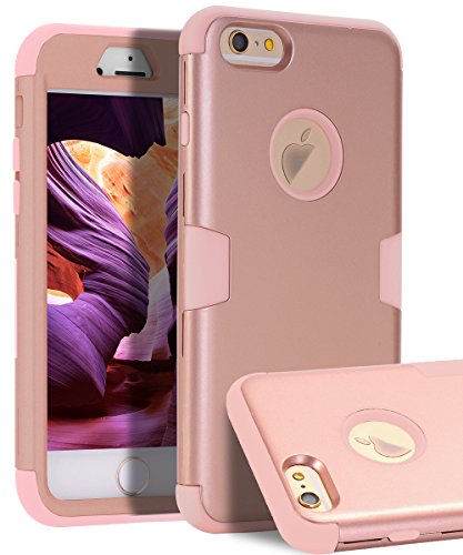 iPhone 6 Case, iPhone 6s Case, TOPSKY Three Layer Heavy Duty High Impact Resistant Hybrid Protective Cover Case For iPhone 6 and iPhone 6S (Only For 4.7"),with Screen Protector and Stylus,Rose Gold
