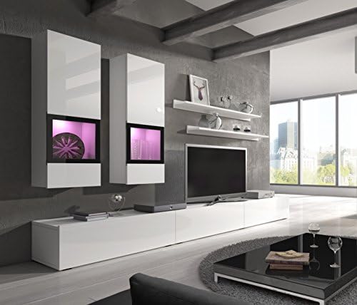 Domovero Barbos Modern Entertainment Center/Contemporary Wall units with LED Lights/Color White