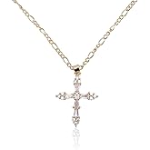 Mikovivi Gold Cross Necklace for Women, Dainty Small Cross Pendant Necklace Gold Fashion Religious Jewelry for Women Simple Trendy Jewelry Gift Faith Crucifix Baptism Chain