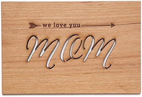 We Love You Mom Cursive Laser Cut Wood Mother's Day Card (Handlettered / Greeting Card / Birthday Card / For Mom)