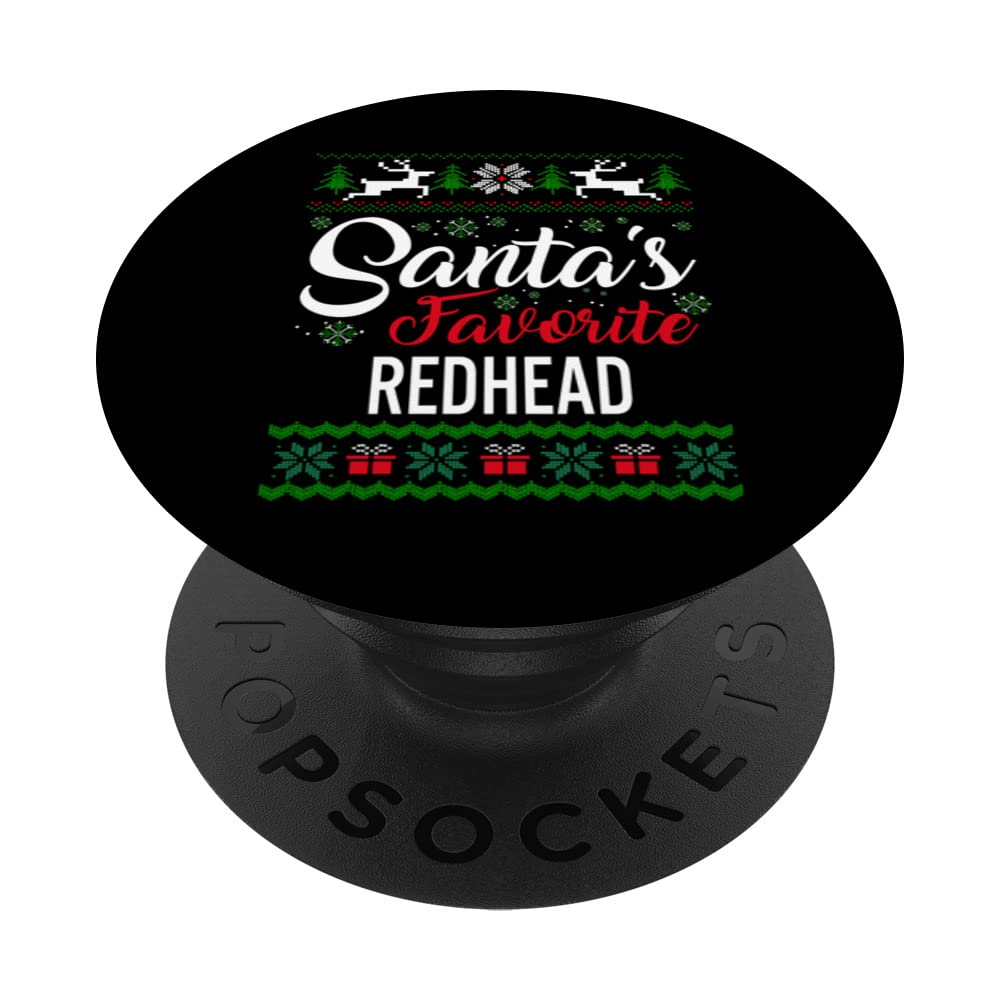 Santa's Favorite Redhead Christmas Ugly Sweater family match PopSockets Swappable PopGrip