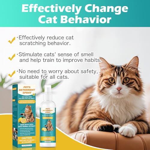 QROHIPX Natural Cat Deterrent Spray, Safe for Indoor & Outdoor, No Trace Residue Formula, Protect Furniture & Garden, Upgraded Cat Training Essential (200ML)