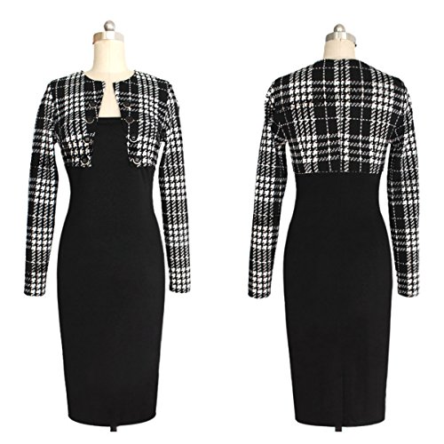 Plaid Wear to Work Business Party Bodycon One-piece Pencil Dress เดรส แฟชั่นชุดทำงาน Allonly ผู้หญิง