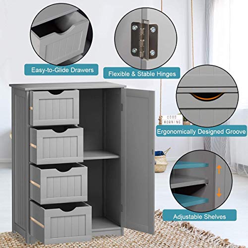 Nightcore Floor Storage Bathroom Floor Wooden with 1