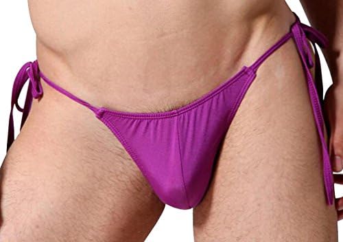 Qiufeng Men's Tie Side Brief Jockstrap G-String Thongs Underpants