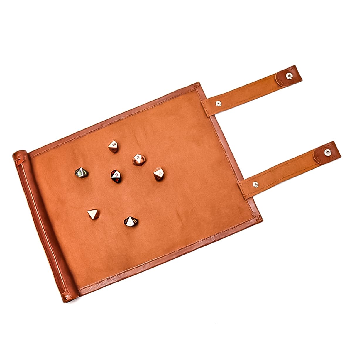 Hsthe Sea 2 In 1 Leather Dice Mat & Case, Brown, Unisex, Solid Pattern, Soft Shell, 33 x 25.5 cm, Gaming Accessory