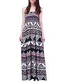 HDE Women's Strapless Maxi Dress Plus Size Tube Top Long Skirt Sundress Cover up (Pink Black Tribal, 2X)