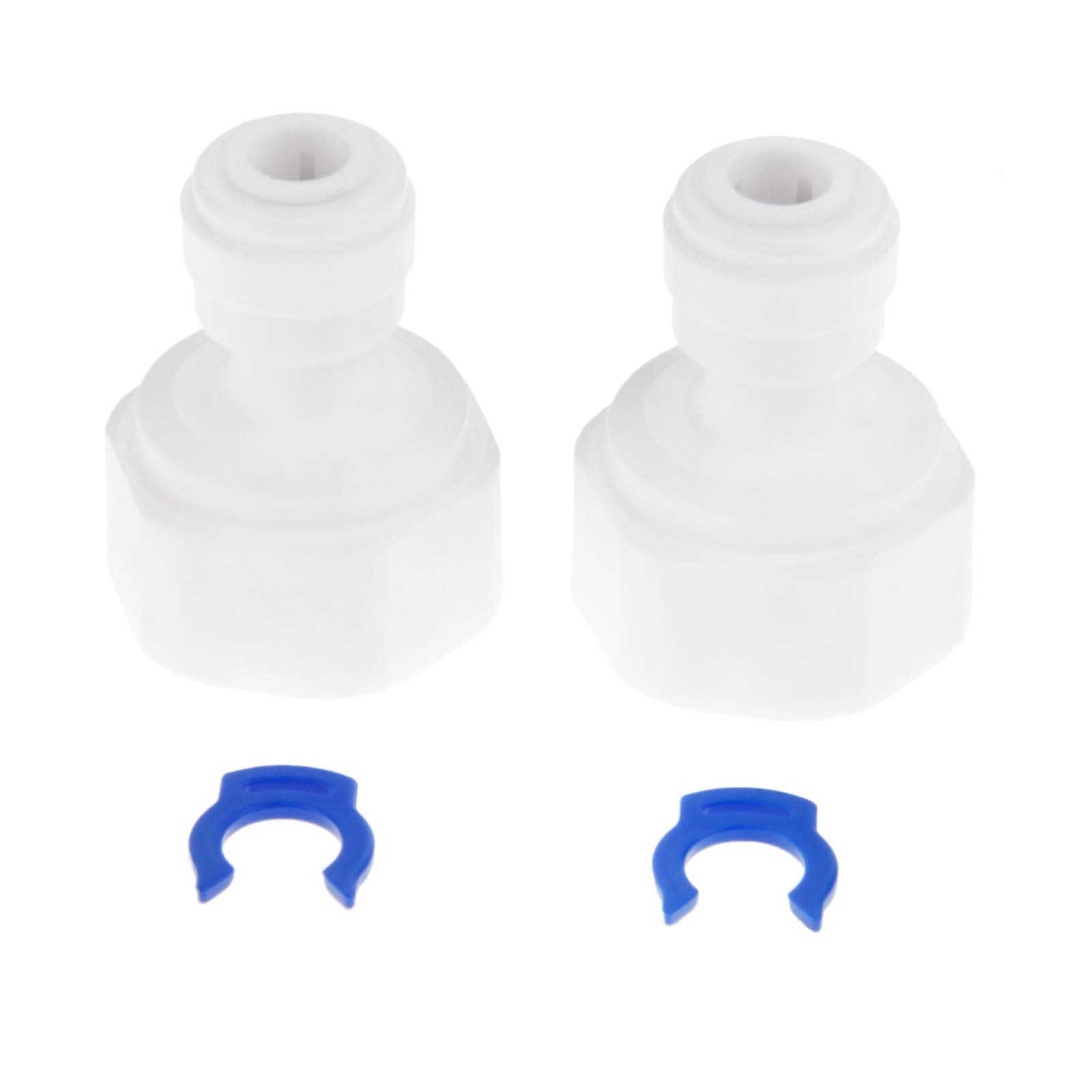 2 Pcs Reverse Osmosis Water System Fitting RO Push Fit Garden Hose Connectors BSP Fitting 1/2" Female Thread-1/4 OD Hose Plastic Pipe Quick Connectors