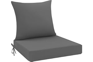 idee-home Outdoor Cushions for Patio Furniture, Outdoor Seat Cushions 24 x 24 with Fade Resistant Waterproof Removable Cover, Replacement Deep Seat Couch Chair Cushion for Yard Garden Deck