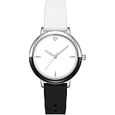 Letoff Women's Watch White&Black Silicone Strap, Minimalist Design, Lightweight Fashion Statement Timepiece Water Resistant 100ft