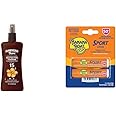 Hawaiian Tropic SPF 15 Tanning Oil Spray with Coconut Oil and Cocoa Butter, 8oz & Banana Boat SPF 50 Lip Sunscreen Twin Pack