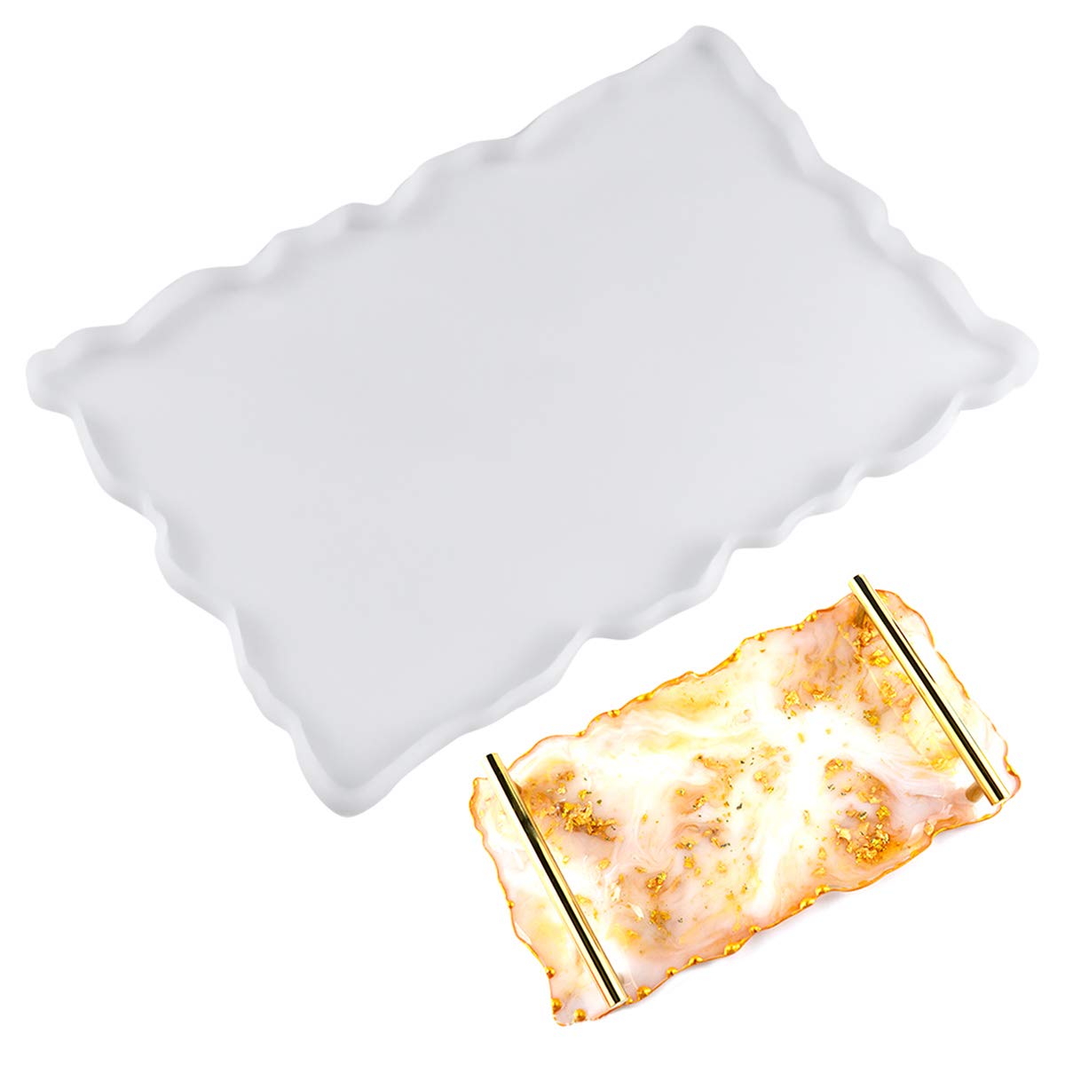 AvoDovA Silicone Tray Mould for Resin, Fruit Tray Resin Mould, Silicone Mold Rectangle for Coaster, Epoxy Casting Molds for Home Decoration, No Handle