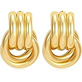 Aprilery Geometric Earrings for Women, Chunky Dangle Earrings Trendy Vintage Statement Earrings Dupes Jewelry for Women