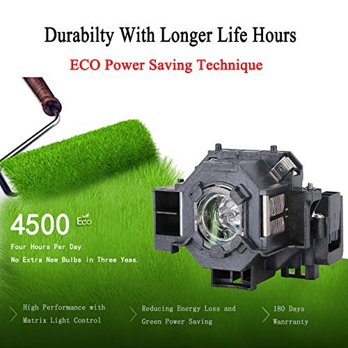 EWO'S ELP41 Replacement Projector Lamp for ELPLP41/V13H010L41 Epson Powerlite Home Cinema 700 77C 78 S5 S6 W6 EMP-260 77C S5 S52 X5 X52 X6 EX21 EX30 EX50 EX70 H283A H284A Lamp Bulb Replacement