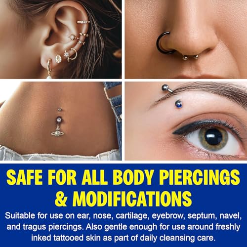 Piercing Aftercare Spray - Saline Solution Natural Keloid Bump Removal - Ear Piercing Cleaner Nose Septum Belly Button Cartilage - Seawater Disinfection Spray - Fine Mist 2 Fl Oz