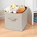 mDesign Soft Fabric Nursery/Playroom Closet Storage Organizer Bin Box with Front Handle for Cube Furniture Shelving Units - Holds Toys, Clothes, Diapers, Bibs - Spira Collection, 4 Pack, Taupe/Natural