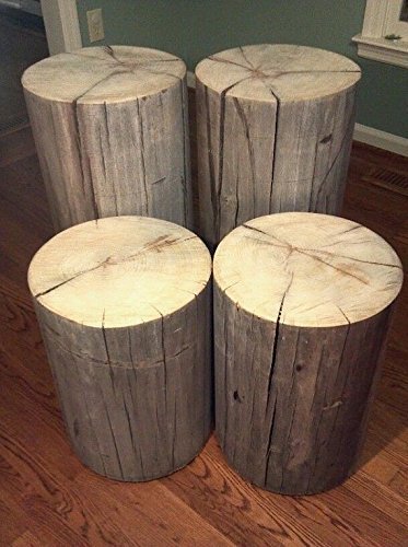 Amazon Com Rustic Weathered Gray Poplar Stump Table Bedside