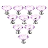NORTHERN BROTHERS Drawer Knob Pull Handle 30MM Lavender Crystal Glass Diamond Shape Cabinet Drawer Pulls Cupboard Knobs with Screws for Home Office Cabinet Cupboard Bonus Silver Screws DIY(10 knobs)