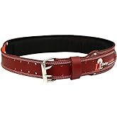 Daisy Leather Tool Belt 2.5” Inches with Back Support of High-Density Foam, Premium Grain Leather X-Large 32-Inch to 48-Inch (Cherry)