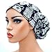 Womens Adjustable Bouffant Surgical Ponytail Cap Black with Glow in the Dark Skulls